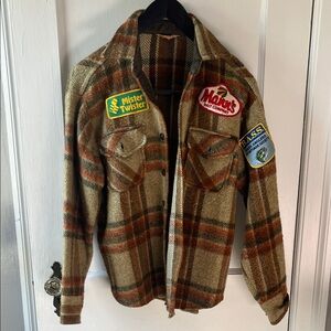 Vintage Plaid Wool Fishing Jacket